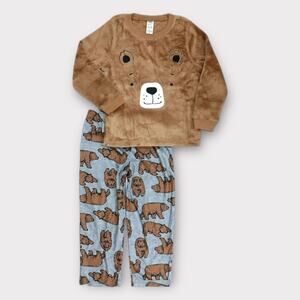 Carters - Toddler Boy's Soft Velboa Brown Bear Pajama Set